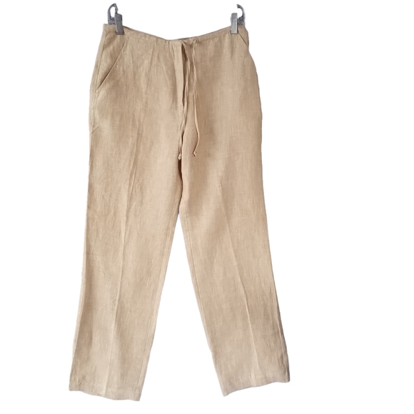 OVS Linen Trousers Pants Beige Size Small Euro 36 Gauze Breathable Oviesse